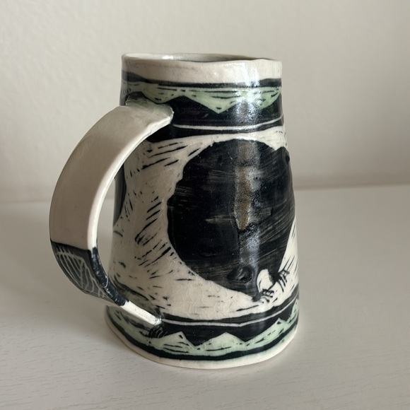 Martye Allen Sgraffito Pottery Art Mug 2 Black Bears Southwest Native Nature - Picture 7 of 15
